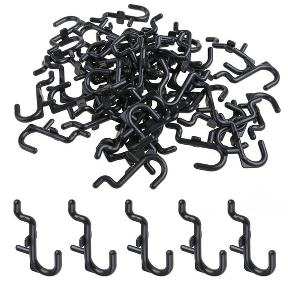 50 Pcs/100 Pcs Black Pegboard Hooks Heavy Duty Garage Storage Utility Hooks Pegboard Tool Organizer J Style Hooks