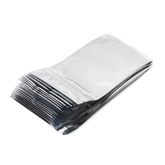 50 Pcs 10x17.5cm Silver Aluminum Foil Mylar Recloeable Bag Front Clear L