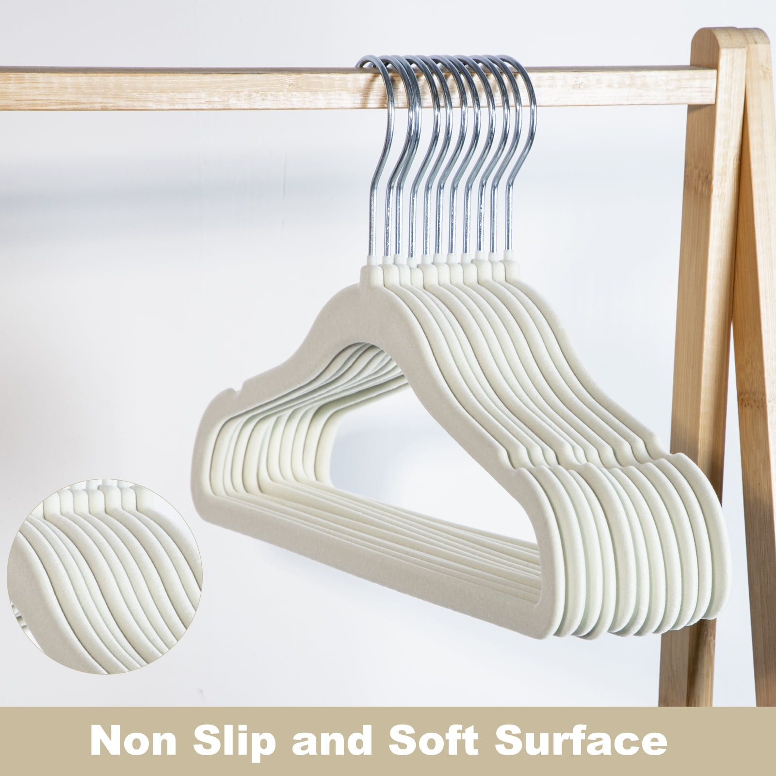 DONEWISH 50 Pcs11.8in Kid Hanger White Velvet Baby Hanger Felt Non