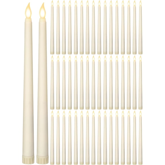 50 Pcs 11 Inch Flameless Taper Candles Battery Operated Flickering LED Candlesticks Classic Style Ivory Bestseling