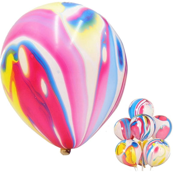 50 Pcs 12 Inches Tie Dye Balloons, Rainbow Agate Marble Latex Balloons, Swirl Balloons, Helium Balloons, Tie Dye Birthday Decorations, Hippie Party Supplies Rainbow 12 Inch (Pack of 50)