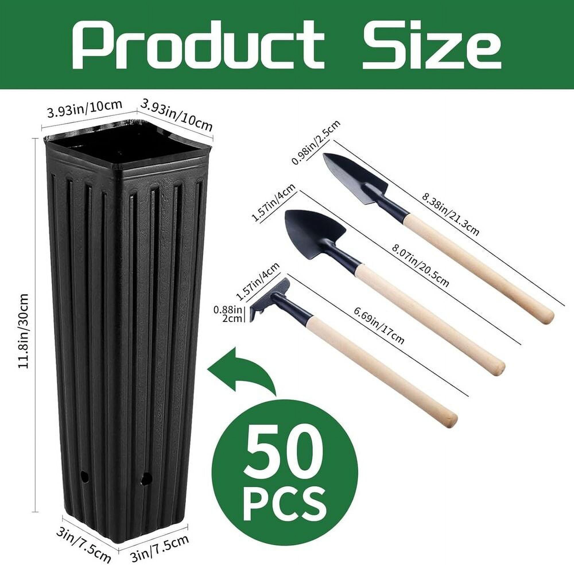 50 Pcs 12" Tall Tree Pots Plastic Deep Nursery Pots Tall Nursery Tree