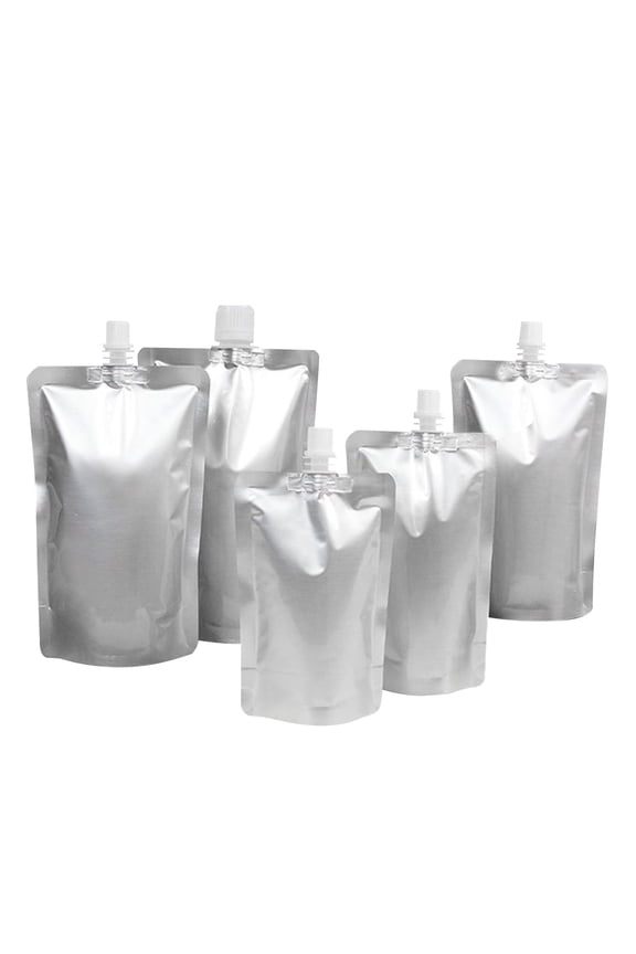 50 PCS Foil Plastic Liquid Pouch, 12OZ Spout Stand Up Pouch Alcohol Pouch, 4-3/4"W x 7"H