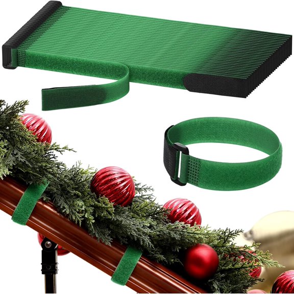 50 Pcs 12inch Christmas Garland Ties Decorative Reusable and Flexible Banister Ties for Garland Wreath Christmas Light Banisters Home Stairways Railings Decoration(Green)