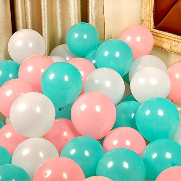 50 Pcs 12inch Pink and Mint Green Balloons for Party Decorations 1 Pack