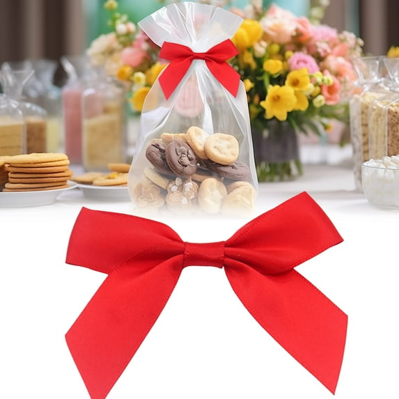 50 Pcs 2.5" Gift Wrap Bows,Bows for Gift Wrapping,Elegant Small Mini Bows for Gift Wrapping,DIY Crafts,Party Decorations,Birthday,Wedding Decorations,Christmas,Gift Bags(Red)