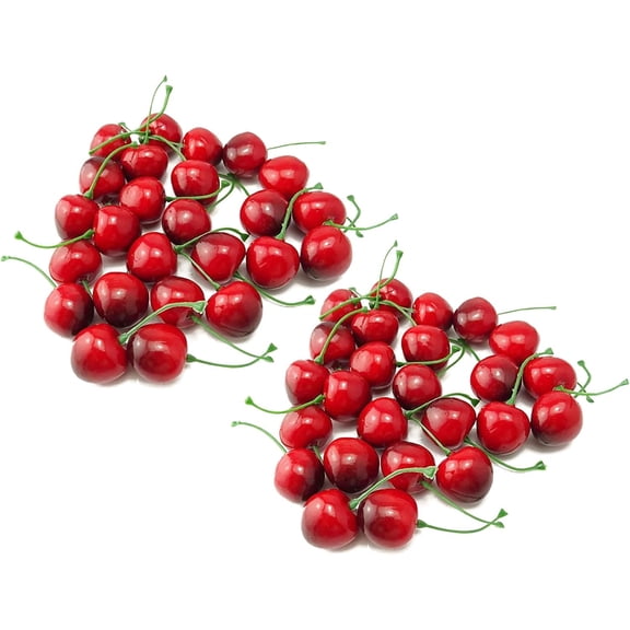 50 Pcs 2.55 Inch x 1 Fake Cherry Artificial Lifelike Fruits for Home and Party Decoration (50)