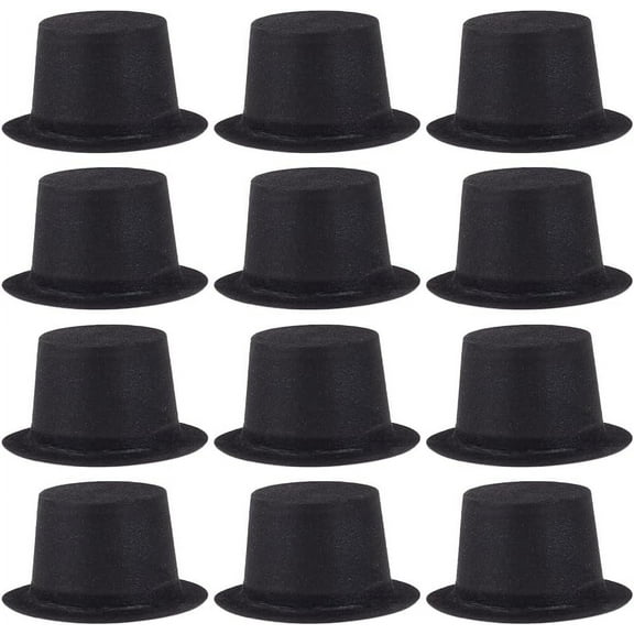 50 Pcs 2.55Inch Mini Black Top Hats Plastic Miniature Hats Mini Velvet Hats Mini Formal Hats Bowler Hat for Crafts DIY Pet Hat Christmas Party Hair Decoration Black