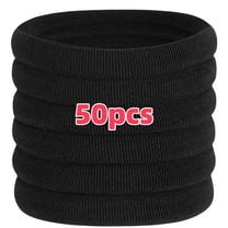 50 Pcs 2 Inch Black No Damage Hair Ties for Women Thick Hair,Large Soft Seamless Nylon Fabric Elastic Hair Ties Ponytail Hair Holders Hair Elastics Hair Band for Women