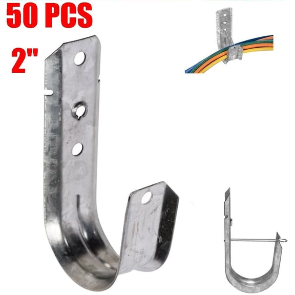 50 Pcs 2" J Hook Wall Mount Hanger Network Wire Cable Cord Organizer Management