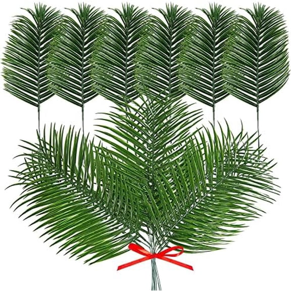 50 Pcs 20 Inches Easter Artificial Palm Leaves Large Tropical Green Leaves Plastic Jungle Fake Palm Leaves Plant Faux Safari Leaves for Easter Party Decoration$$Home Decor, Kitchen, & Other
