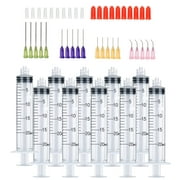 50 Pcs - 20ml Syringes with 14ga, 20ga,21ga, 23ga Blunt Tip Needles With Syringe Caps and Needle Caps for Refilling and Measuring Liquids, Oil or Glue Applicator