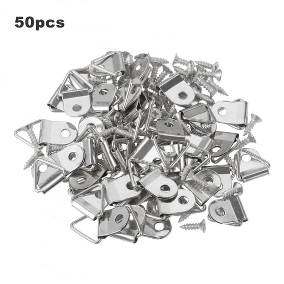 50 Pcs 21*12mm Metal Photo Picture Frame Wall Mount Hanger Hook Hanging Ring Small Triangle Ring Picture Hangers with Screws