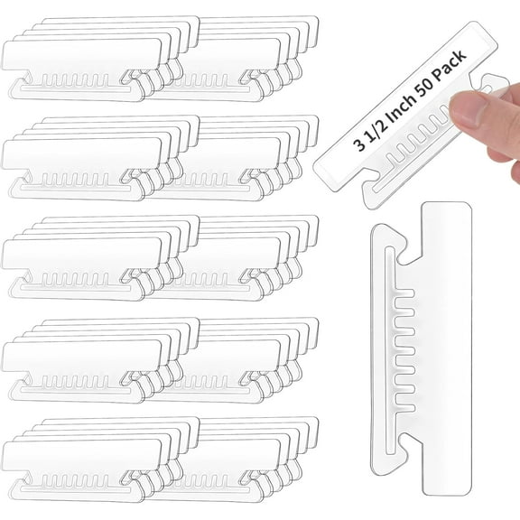 50 Pcs 3 1/2 Inch Hanging File Folder Tabs - Plastic Insertable Tabs for Folders and Inserts - Clear File Organizer for Back to School, Office Room