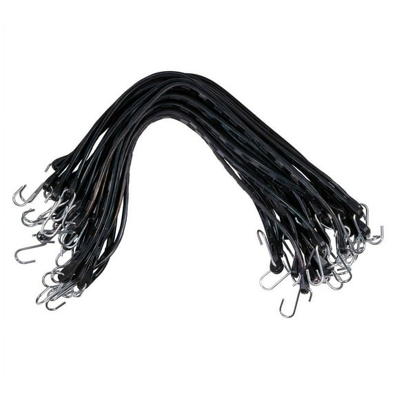 (50 Pcs) 30" EPDM Adjustable Tarp Bungee Straps w/ S Hook -Water & UV Resistant - Tarp Straps Ideal for Secruing Tarps, Cargo, Motorcycle