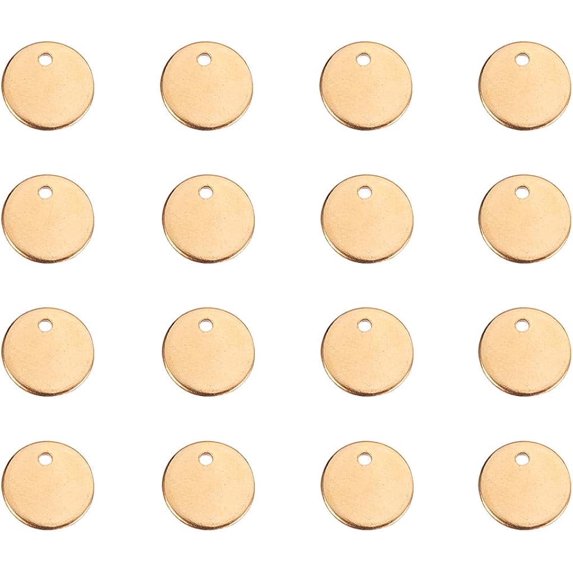 50 Pcs 304 Stainless Steel Flat Round Blank Stamping Tag Pendants Charms for Bracelet Necklace Jewelry DIY Crafts Making Gloden