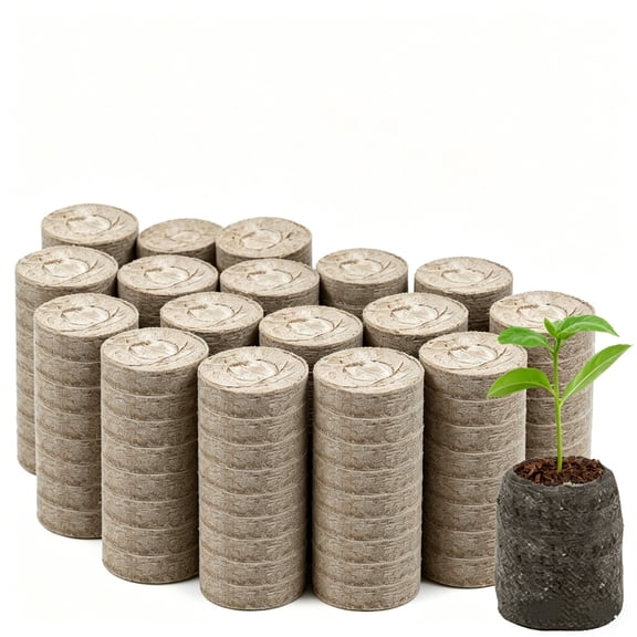 50 Pcs 30mm Peat Pellets – Compressed Garden Soil Seed Starter Nutrient Pods for Starting Seeds, Planting Flowers, Vegetables & Herbs