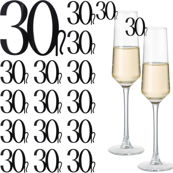 50 Pcs 30th Acrylic Drink Tag 30th Birthday Wine Glass Tags Charms Age Numbers Markers Acrylic Wine Drink Tags Glasses Markers for Happy 30 Years Party Decoration Anniversary Bachelorette Wedding