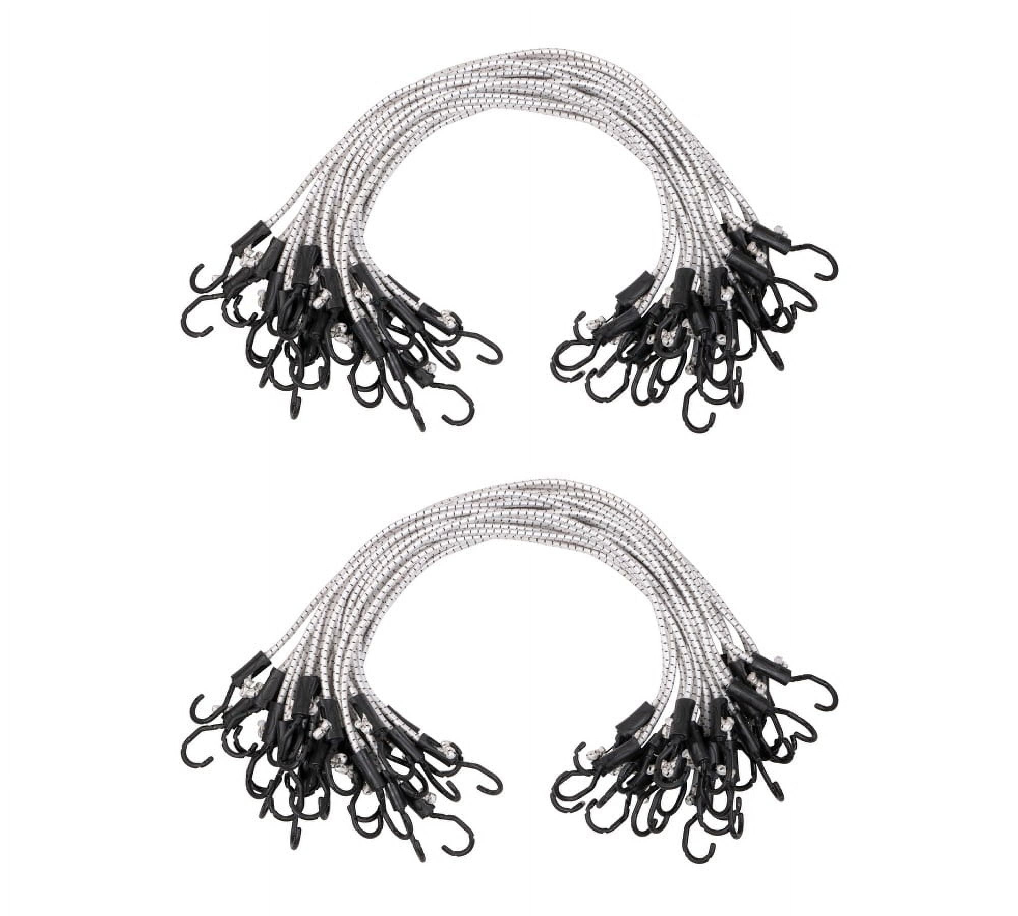 (50 Pcs) 36” Heavy Duty Adjustable Bungee Cords with hook - Polypropylene (PP) Bungee Cords for Outdoor Camping, Household - Extendable upto 54 inches