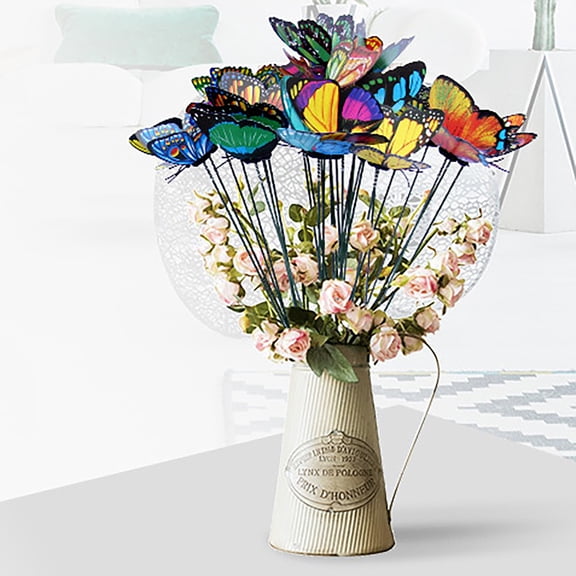 50 Pcs 3D Pvc Realistic 2.4 Inch Outdoor Butterfly Garden Decorations - Stake Included For Easy Installation In Garden Soil - Garden Patio Yard Flower Pot Balcony Decoration For