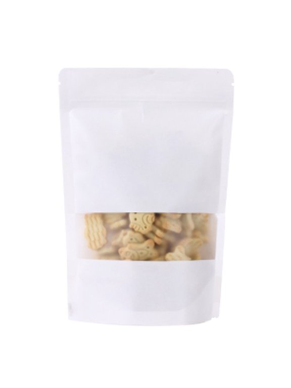50 Pcs 4 OZ Muka White Kraft Zip Stand Up Pouch Bags w/ Notch and Frosted Window, 6 mil