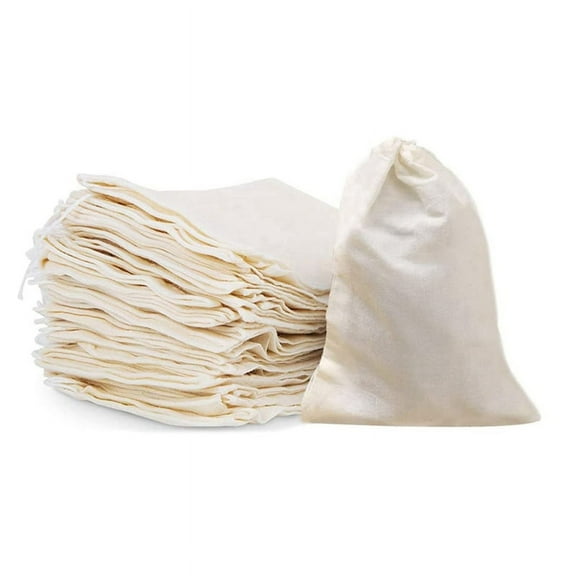 50 Pcs 4 x 6 Inches Cotton Muslin Bags, Reusable Drawstring Bags for Tea, Cheesecloth Sachet Party,Home Storage