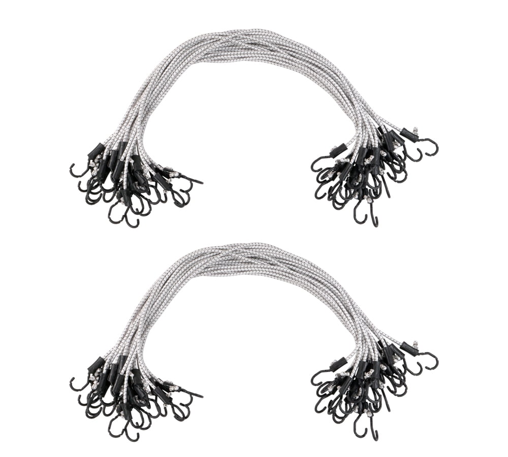(50 Pcs) 48” Heavy Duty Adjustable Bungee Cords with hook - Polypropylene (PP) Bungee Cords for Outdoor Camping, Household - Extendable upto 72 inches