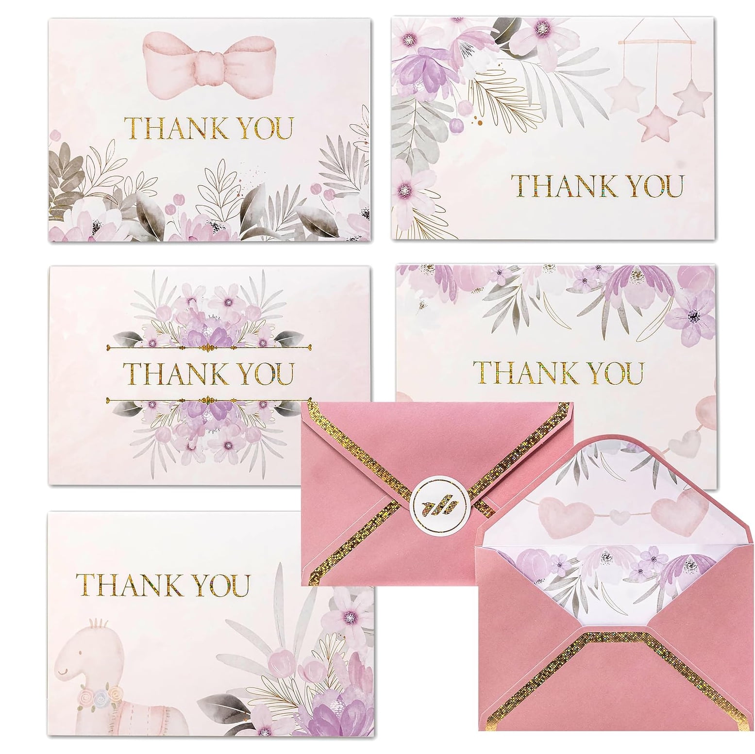 50 Pcs 4x6 inch Blank Thank You Cards - Bulk Greeting Cards for Birthdays, Weddings, Baptisms, Bridal Showers.