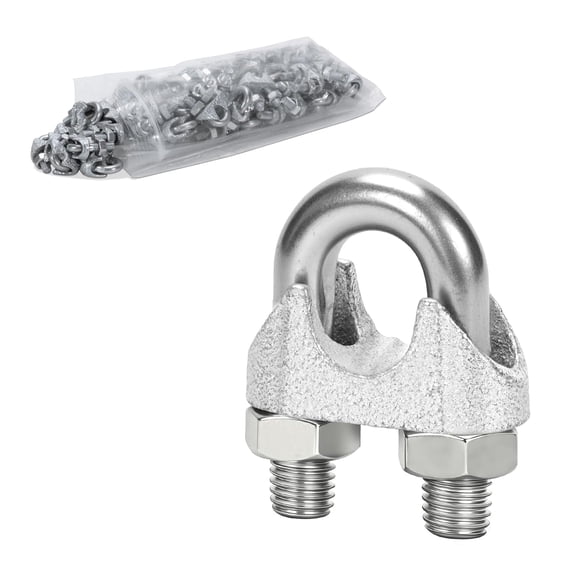 50 Pcs 5/16" M8 Wire Rope Clip Cable Clamps, Galvanized U-Bolt Saddle Fasteners for Fixed Tent Rope, Wire Rope, Wire Cable, Clothes Lines