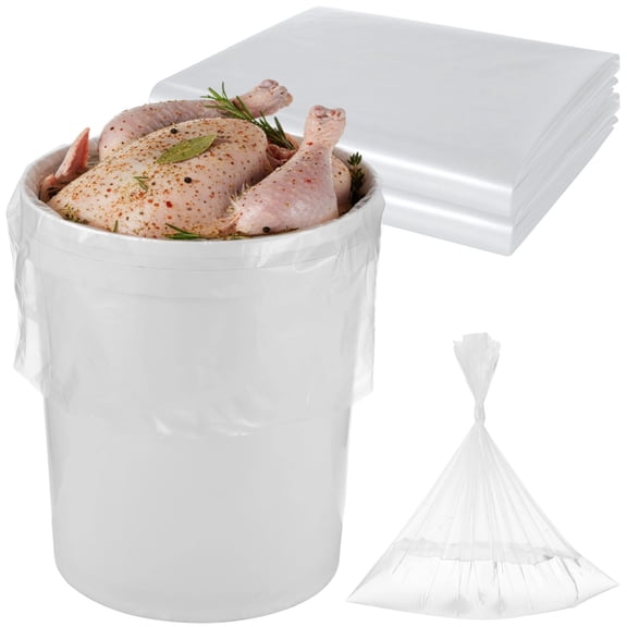 50 Pack 5 Gallon Bucket Liner Bags - 4 Mil Turkey Brine Bags | Disposable Food Safe Brining & Marinating Bags, Leakproof Storage Bags for Bulk Food, 28x20 in