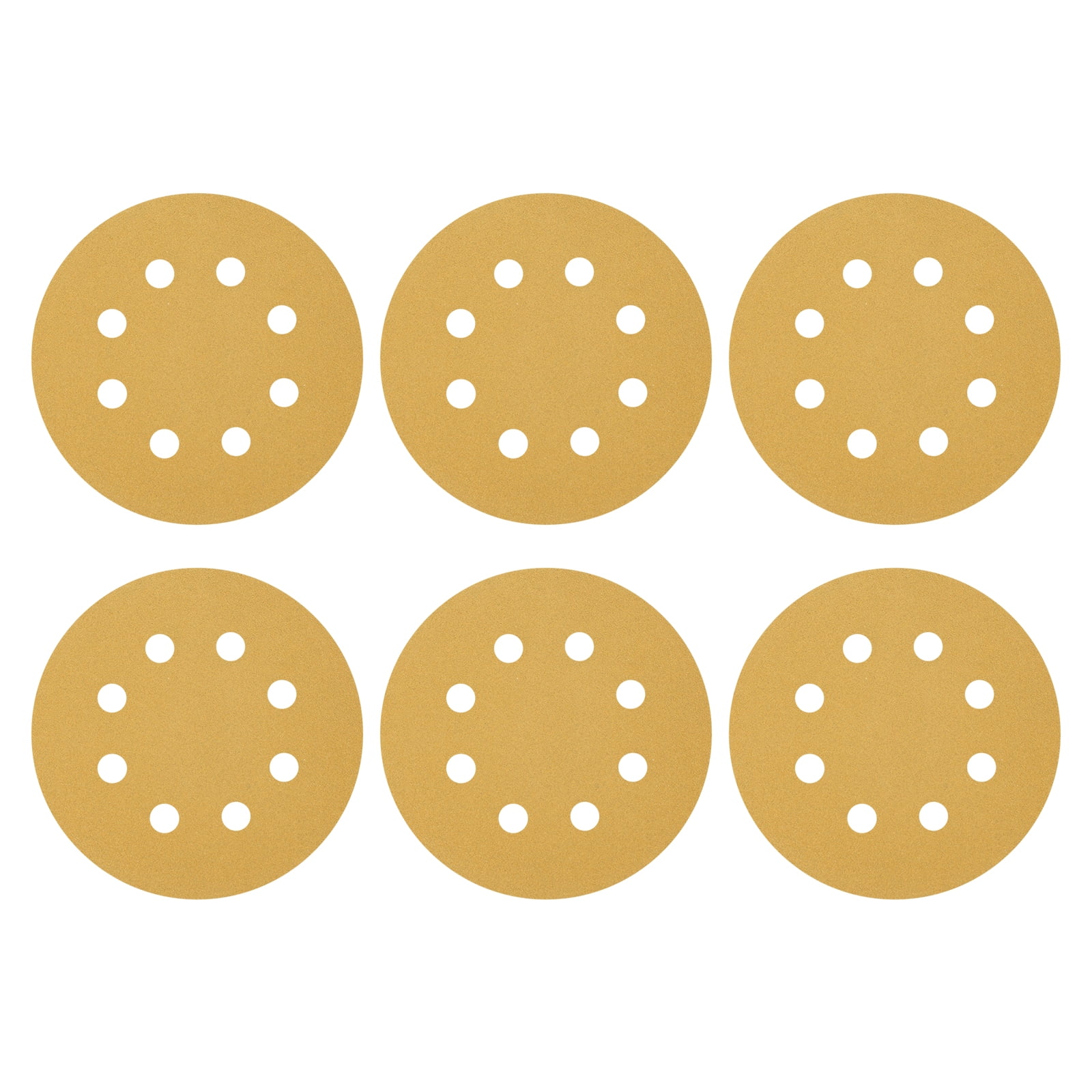 50 Pcs 5 Inch Sanding Disc 8 Hole 40 Grit Hook and Loop Sandpaper Random Orbital Sander Pads for Woodworking Automotive Metal Polishing, Yellow