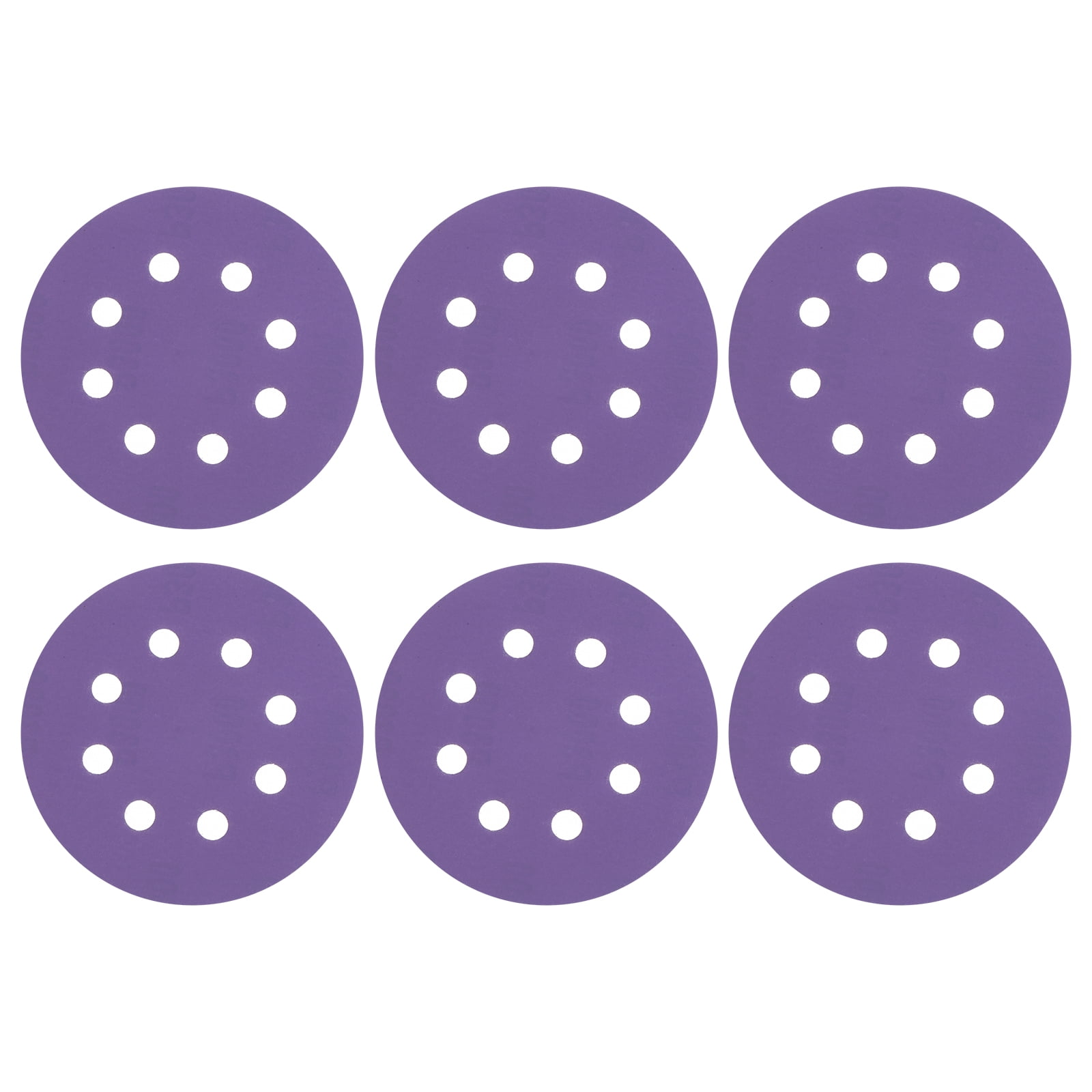 50 Pcs 5 Inch Sanding Disc 8 Hole 60 Grit Hook and Loop Sandpaper Random Orbital Sander Pads for Woodworking Automotive Metal Polishing, Purple