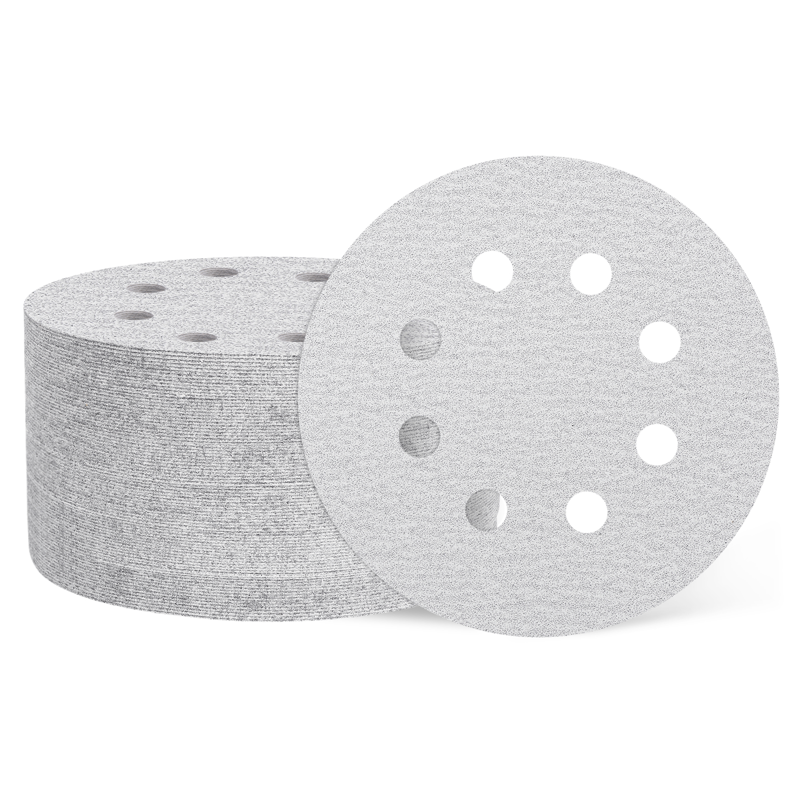 50 Pcs 5 Inch Sanding Disc 8 Hole 60 Grit Hook and Loop Sandpapers Random Orbital Sander Pads for Woodworking Automotive Metal Polishing, White