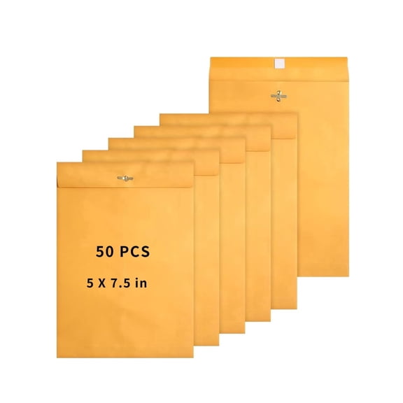 50 Pcs 5 x 7.5 Manilla Envelopes Clasp Kraft Catalog with Closure for Storing Mailing 28 lb Kraft Envelope Paper for Office Document School Business Home