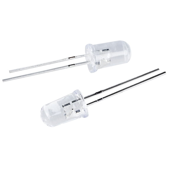 50 Pcs 5mm Clear Round LED Diodes, Low Power Light Emitting Bulbs for Electronic Circuit DIY Project Making