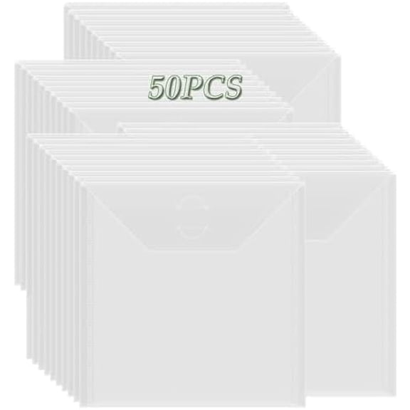 50 Pcs 6.4x6.4inch Stamp & Die Storage Pockets Resealable Clear Plastic Seal Bags Storagefor Cutting Dies Stamp Crafts for DIY Scrapbooking Paper Card Craft Cutting Dies Storage
