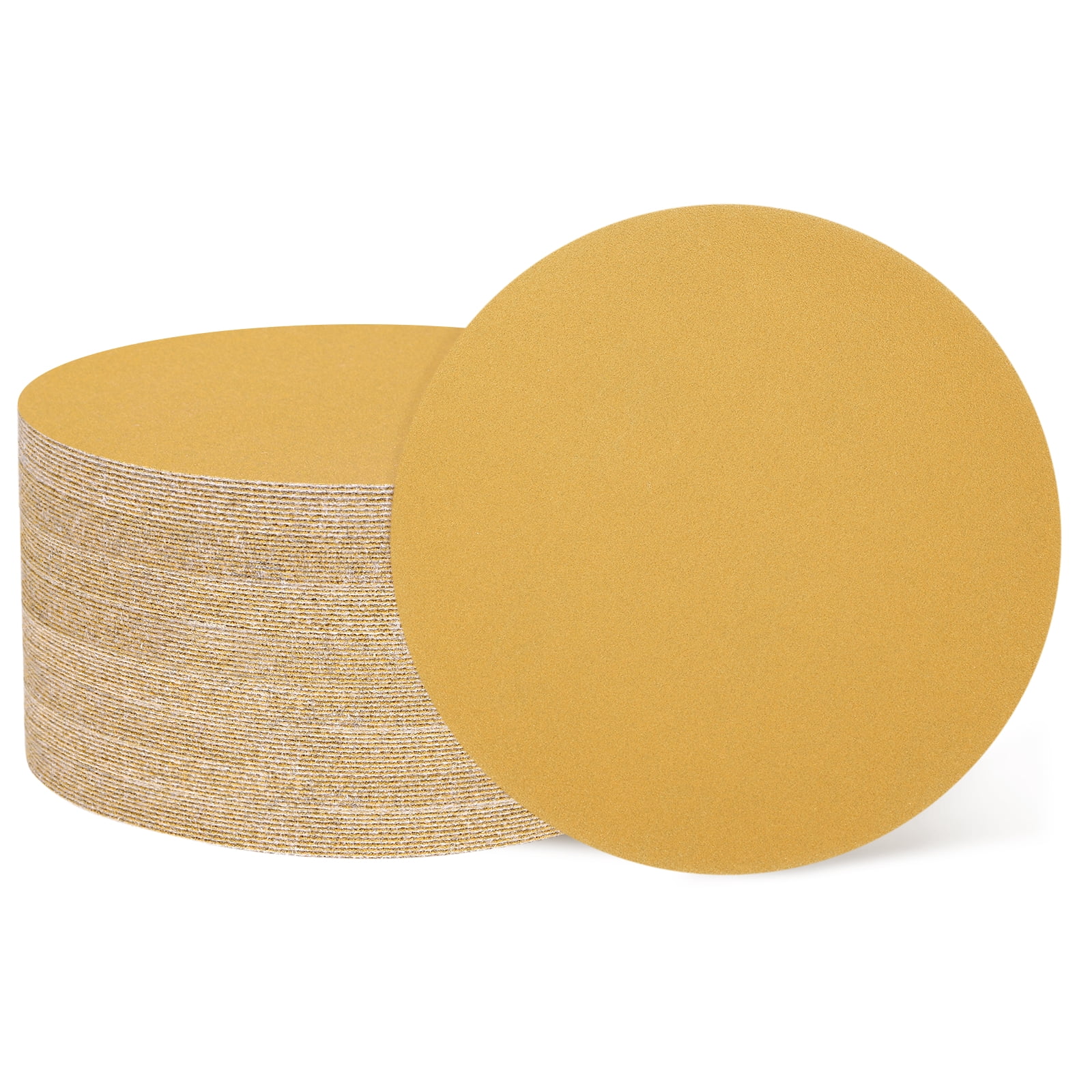 50 Pcs 6 Inch Sanding Disc 220 Grit Hook and Loop Sandpaper Random Orbital Sander Pads for Woodworking Automotive, Gold