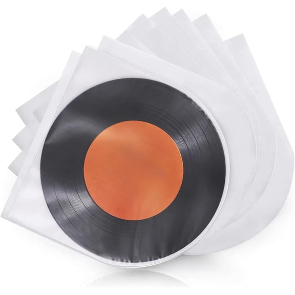 50 Pcs 7 inch Vinyl Record Sleeves Inner,Bexikou Vinyl Inner Sleeves Semi-Transparent Anti Static Single Cover Round Record Album Covers for 7 Inch Record
