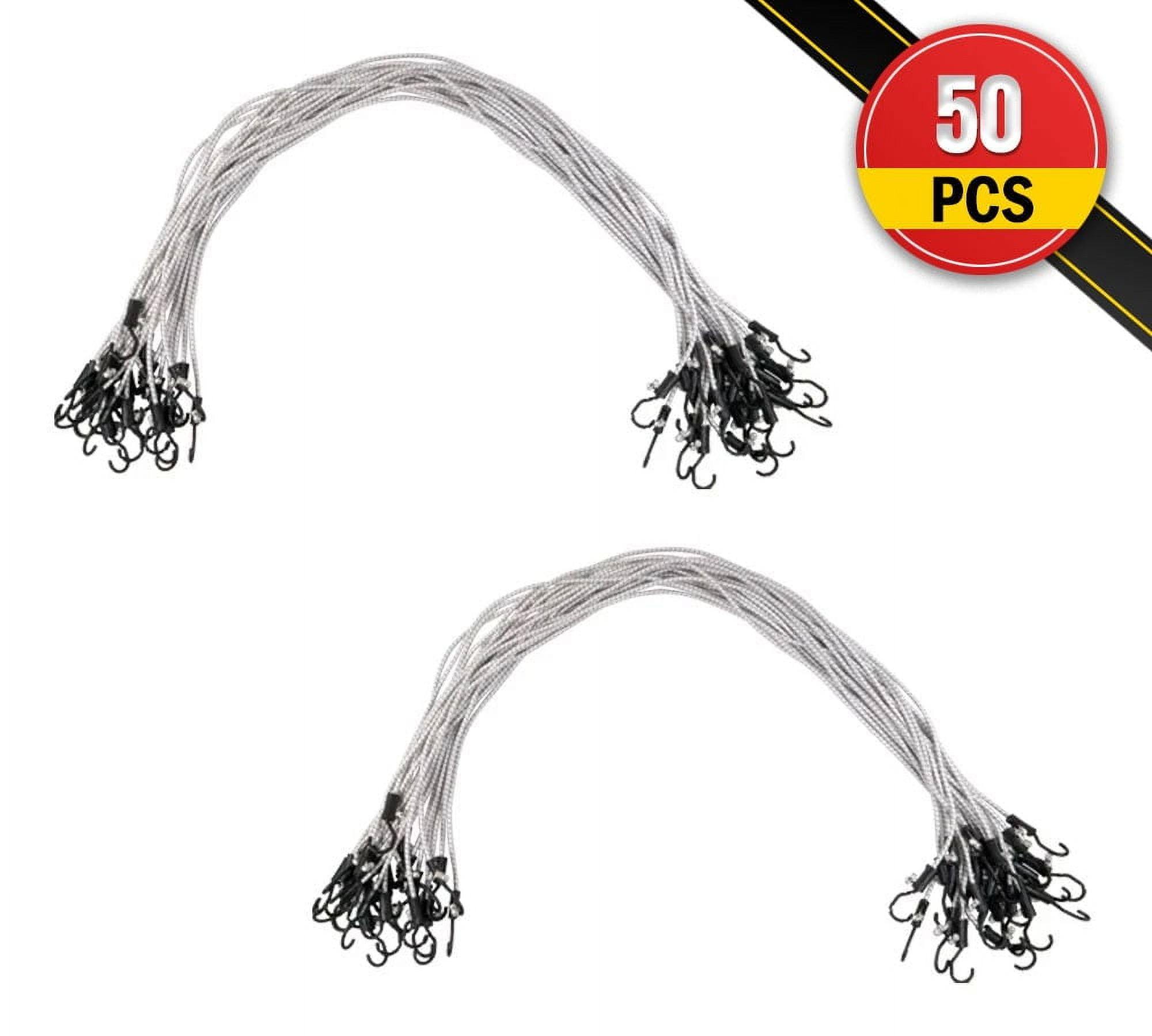 (50 Pcs) 72” Heavy Duty Adjustable Bungee Cords with hook - Polypropylene (PP) Bungee Cords for Outdoor Camping, Household - Extendable upto 108 inches