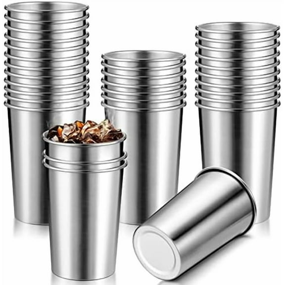 50 Pcs 8.8 Oz Stainless Steel Cups Bulk Small Metal Pint Cups Unbreakable Drinking Glasses Reusable Stackable Drinking Tumbler for Kids Adults Bar Home Travel Outdoor Camping Everyday Use