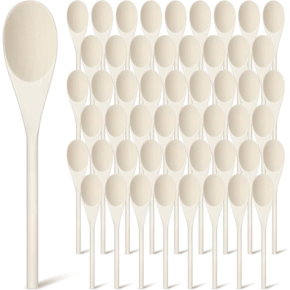 50 Pcs 8 Inch Wooden Spoons Bulk Gifts for Mom Cooking Kitchen Wooden Serving Spoons for Crafts Oval Sauce Soup Stirring Ladle for Kitchen Baking Mixing Serving