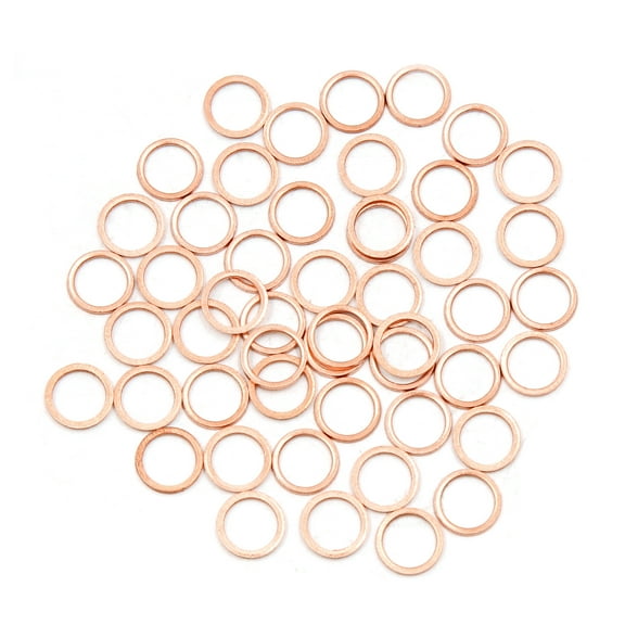 50 Pcs 8mm Inner Diameter Copper Washers Flat Sealing Gasket Rings for Cars