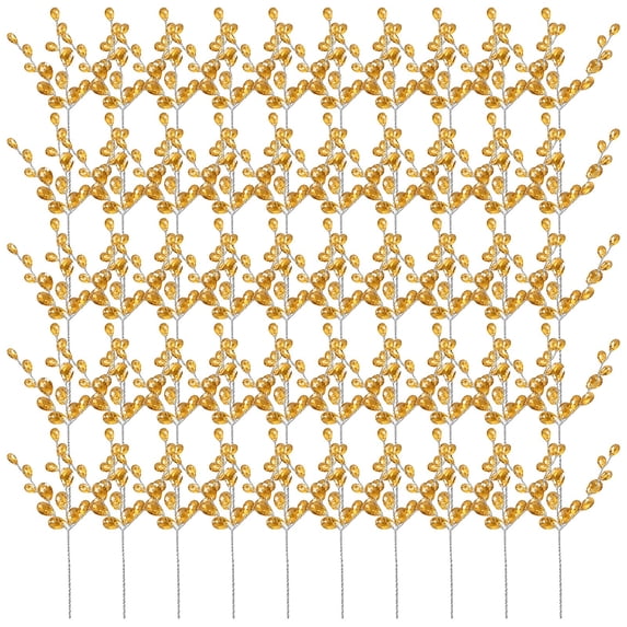 50 Pcs Acrylic Crystal Christmas Tree Picks,6.69 inch Branches with Bead Drop,Artificial Acrylic Bead Drops Branches Bead Sprays for Diy Crafts,Wreaths Garlands Vases Fillers Xmas Decor,Z1-Orange
