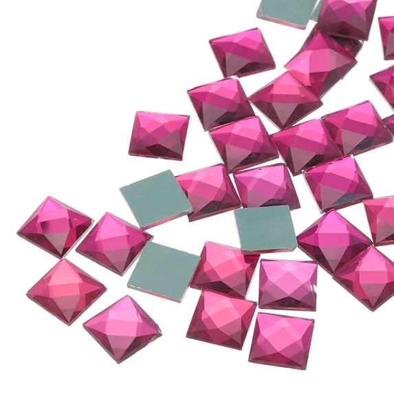 50 Pcs Acrylic Flat Back Rhinestones 12mm Square Artificial Gemstone for Crafts Costume Jewelry Making Wine Red