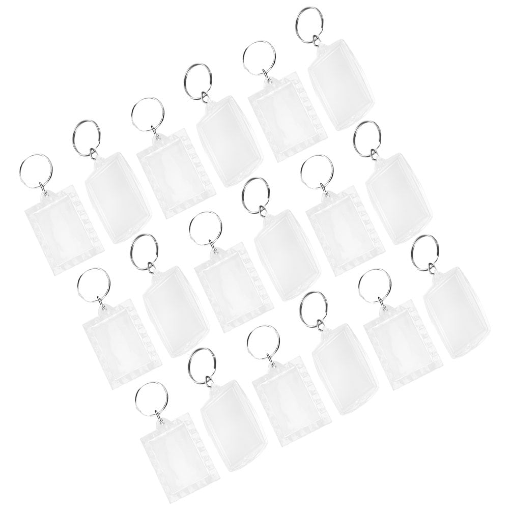 50 Pcs Acrylic Metal Compact Key Holder Trendy Keychains Picture Frame