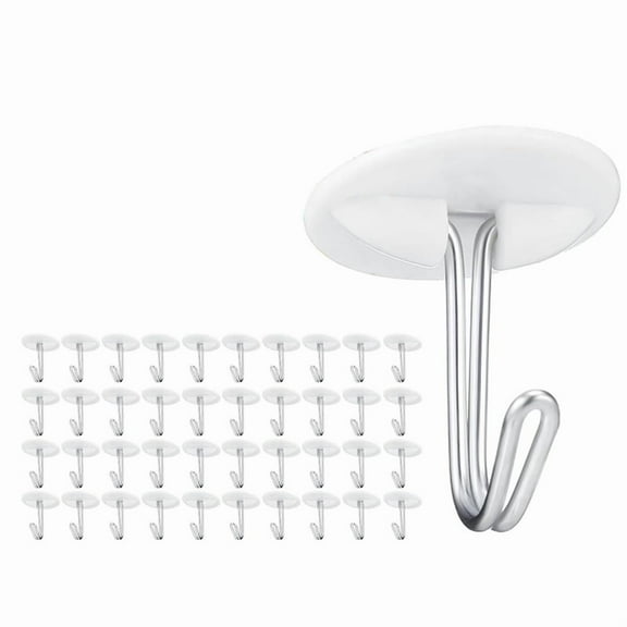 50 Pcs Adhesive Ceiling Hooks for Classroom Hanging Decor White Sticky Plastic No Drill Drop Ceiling Small Hooks,50 * Ceiling Hooks,White