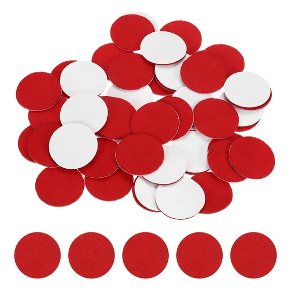 50 Pcs Adhesive Felt Circles, 1.5" Round Non-Woven Felt Pads Stickers, Red