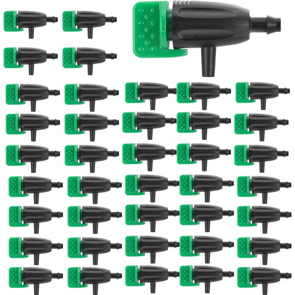 50 Pcs Adjustable Water Flow Irrigation Dripper, 360 Degree Rotatable Drip Emitters Irrigation System Drippers for 1/4 Inch Tubing Watering Dripper for Garden Lawn Plants Succulents Flower Irrigation