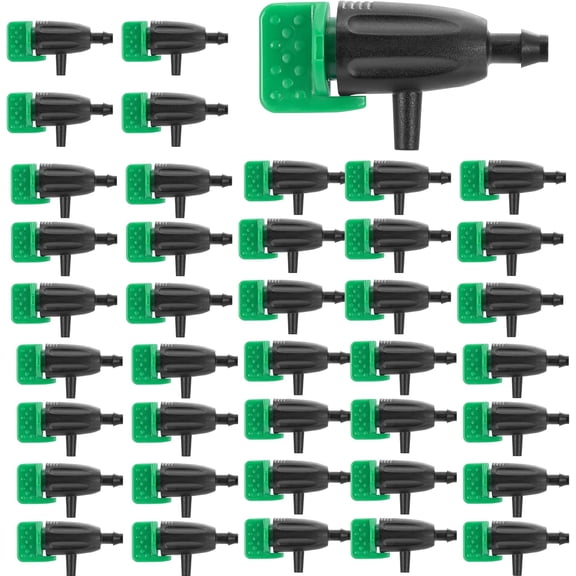 50 Pcs Adjustable Water Flow Irrigation Dripper, 360 Degree Rotatable Drip Emitters System Drippers for 1/4 Inch Tubing Watering Dripper Garden Lawn Plants Succulents Flower