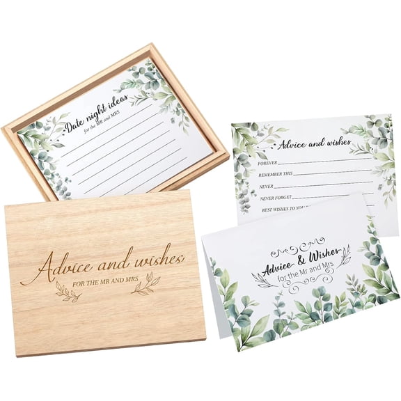 50 Pcs Advice and Wishes Card for The New Mr and Mrs Wedding Advice Card for Bridal Shower with 1 Advice Card Box Reception Guest Book for Bride Groom Newlywed Engagement Party Decoration